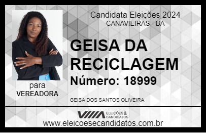 Candidato GEISA DA RECICLAGEM 2024 - CANAVIEIRAS - Eleições