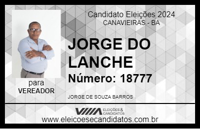 Candidato JORGE DO LANCHE 2024 - CANAVIEIRAS - Eleições