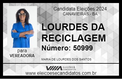 Candidato LOURDES DA BIRINDIBA 2024 - CANAVIEIRAS - Eleições