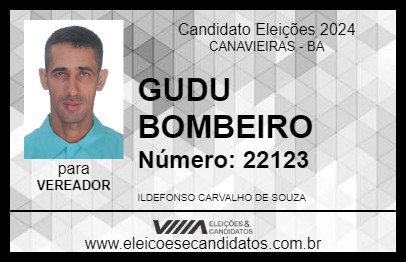 Candidato GUDU BOMBEIRO 2024 - CANAVIEIRAS - Eleições