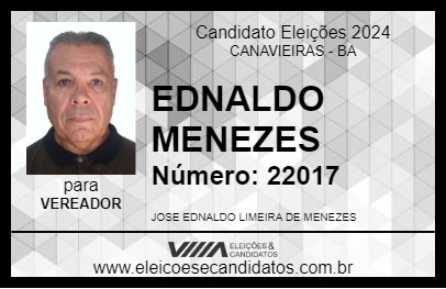 Candidato EDNALDO MENEZES 2024 - CANAVIEIRAS - Eleições