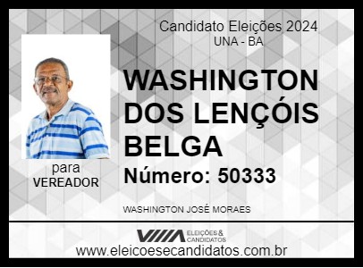 Candidato WASHINGTON DOS LENÇÓIS BELGA 2024 - UNA - Eleições