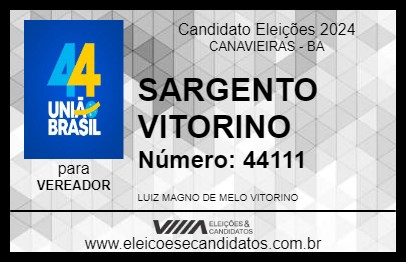 Candidato SARGENTO VITORINO 2024 - CANAVIEIRAS - Eleições