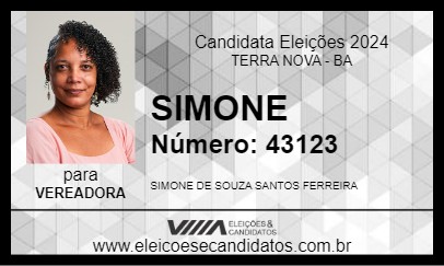 Candidato SIMONE 2024 - TERRA NOVA - Eleições