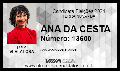 Candidato ANA DA CESTA 2024 - TERRA NOVA - Eleições