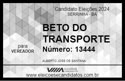 Candidato BETO DO TRANSPORTE 2024 - SERRINHA - Eleições