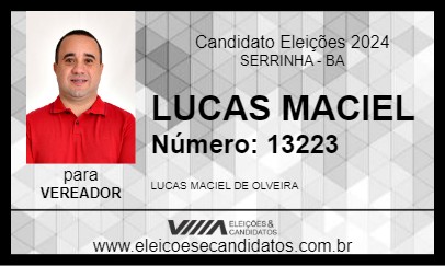 Candidato LUCAS MACIEL 2024 - SERRINHA - Eleições