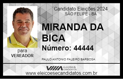 Candidato MIRANDA DA BICA 2024 - SÃO FELIPE - Eleições