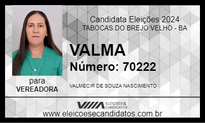 Candidato VALMA 2024 - TABOCAS DO BREJO VELHO - Eleições