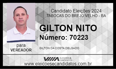 Candidato GILTON NITO 2024 - TABOCAS DO BREJO VELHO - Eleições