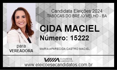 Candidato CIDA MACIEL 2024 - TABOCAS DO BREJO VELHO - Eleições