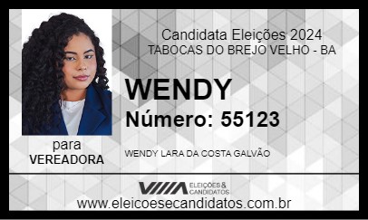 Candidato WENDY 2024 - TABOCAS DO BREJO VELHO - Eleições