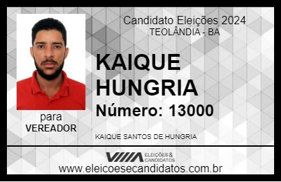 Candidato KAIQUE HUNGRIA 2024 - TEOLÂNDIA - Eleições