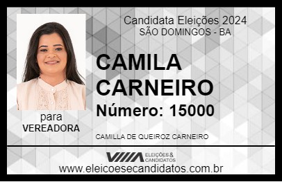 Candidato CAMILA CARNEIRO 2024 - SÃO DOMINGOS - Eleições