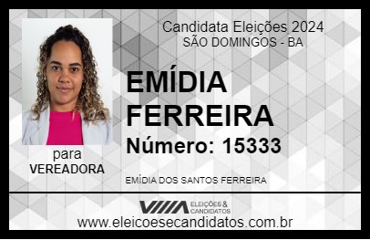 Candidato EMÍDIA FERREIRA 2024 - SÃO DOMINGOS - Eleições