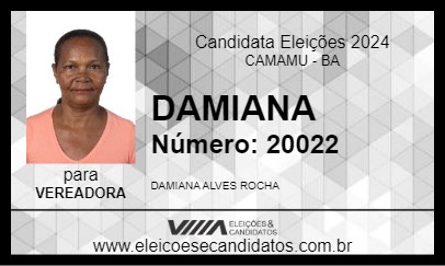 Candidato DAMIANA 2024 - CAMAMU - Eleições