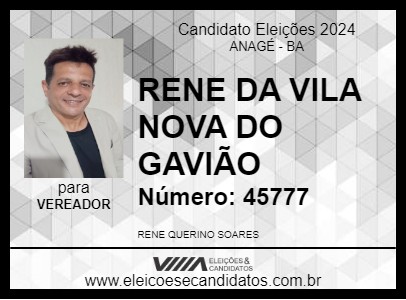 Candidato RENE DA VILA NOVA DO GAVIÃO 2024 - ANAGÉ - Eleições