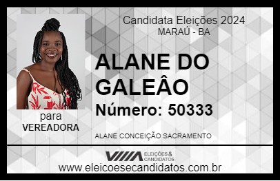 Candidato ALANE DO GALEÂO 2024 - MARAÚ - Eleições