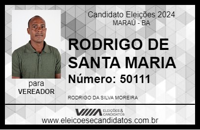 Candidato RODRIGO DE SANTA MARIA 2024 - MARAÚ - Eleições