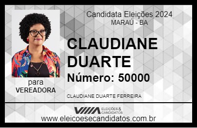 Candidato CLAUDIANE DUARTE 2024 - MARAÚ - Eleições