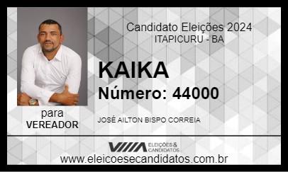 Candidato KAIKA 2024 - ITAPICURU - Eleições