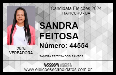 Candidato SANDRA FEITOSA 2024 - ITAPICURU - Eleições