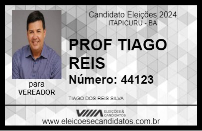 Candidato PROF TIAGO REIS 2024 - ITAPICURU - Eleições