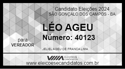 Candidato LÉO AGEU 2024 - SÃO GONÇALO DOS CAMPOS - Eleições