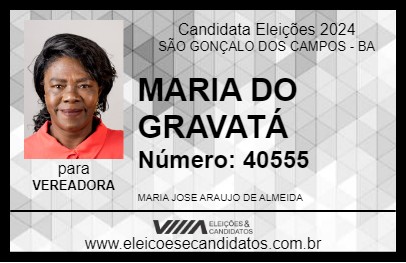 Candidato MARIA DO  GRAVATÁ 2024 - SÃO GONÇALO DOS CAMPOS - Eleições