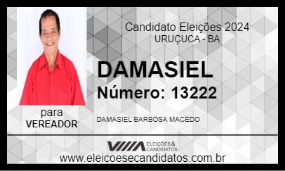 Candidato DAMASIEL 2024 - URUÇUCA - Eleições