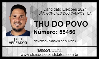 Candidato THU DO POVO 2024 - SÃO GONÇALO DOS CAMPOS - Eleições