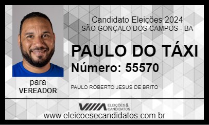 Candidato PAULO DO TÁXI 2024 - SÃO GONÇALO DOS CAMPOS - Eleições