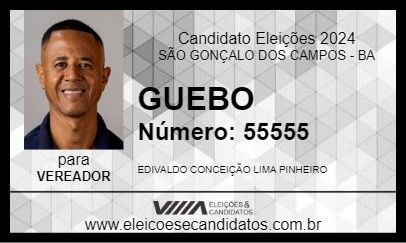 Candidato GUEBO 2024 - SÃO GONÇALO DOS CAMPOS - Eleições