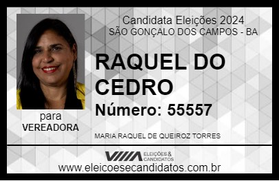 Candidato RAQUEL DO CEDRO 2024 - SÃO GONÇALO DOS CAMPOS - Eleições