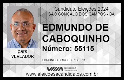 Candidato EDMUNDO DE CABOQUINHO 2024 - SÃO GONÇALO DOS CAMPOS - Eleições