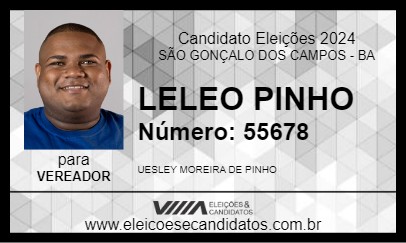 Candidato LELEO PINHO 2024 - SÃO GONÇALO DOS CAMPOS - Eleições