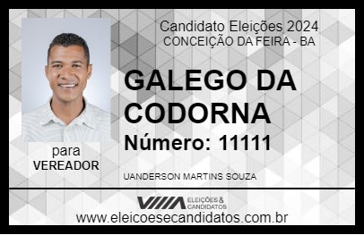 Candidato GALEGO DA CODORNA 2024 - CONCEIÇÃO DA FEIRA - Eleições