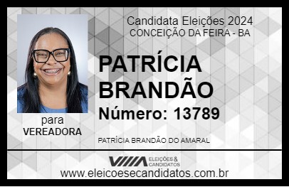 Candidato PATRÍCIA BRANDÃO 2024 - CONCEIÇÃO DA FEIRA - Eleições