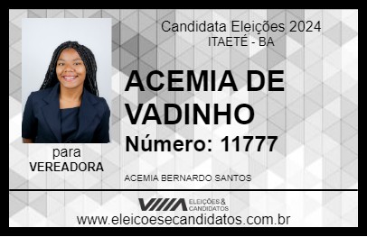 Candidato ACEMIA DE VADINHO 2024 - ITAETÉ - Eleições