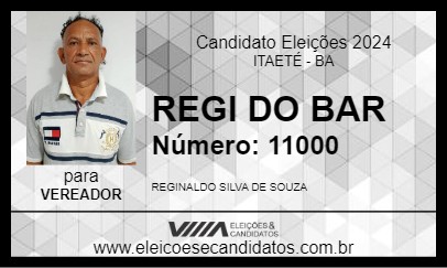 Candidato REGI DO BAR 2024 - ITAETÉ - Eleições