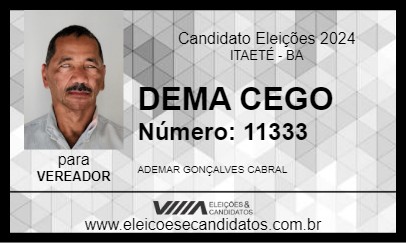 Candidato DEMA CEGO 2024 - ITAETÉ - Eleições