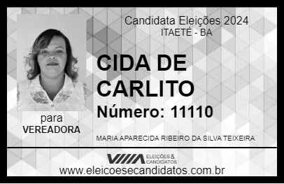 Candidato CIDA DE CARLITO 2024 - ITAETÉ - Eleições