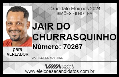 Candidato JAIR DO CHURRASQUINHO 2024 - SIMÕES FILHO - Eleições