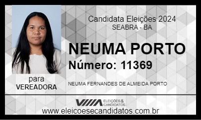 Candidato NEUMA PORTO 2024 - SEABRA - Eleições