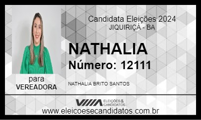 Candidato NATHALIA 2024 - JIQUIRIÇÁ - Eleições