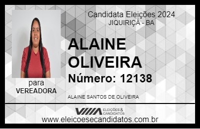 Candidato ALAINE OLIVEIRA 2024 - JIQUIRIÇÁ - Eleições