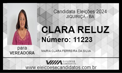 Candidato CLARA RELUZ 2024 - JIQUIRIÇÁ - Eleições