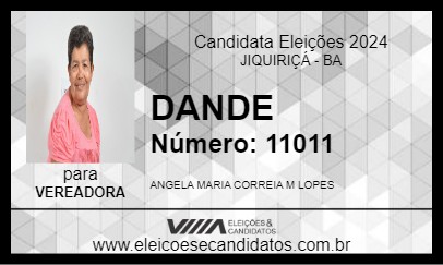 Candidato DANDE 2024 - JIQUIRIÇÁ - Eleições