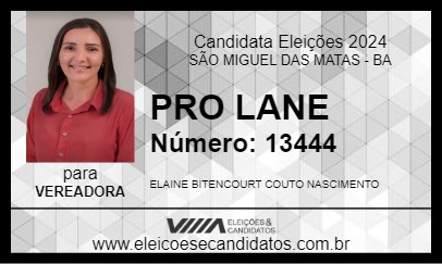 Candidato PRO LANE 2024 - SÃO MIGUEL DAS MATAS - Eleições