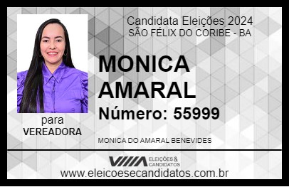 Candidato MONICA AMARAL 2024 - SÃO FÉLIX DO CORIBE - Eleições